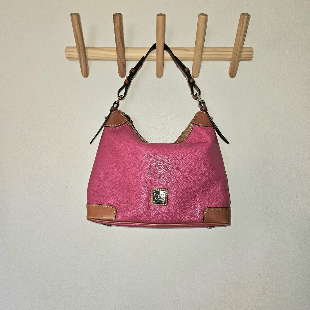 Dooney & Bourke Erica Pebbled Leather Hobo Shoulder Bag Fuchsia Pink - Picture 2 of 16